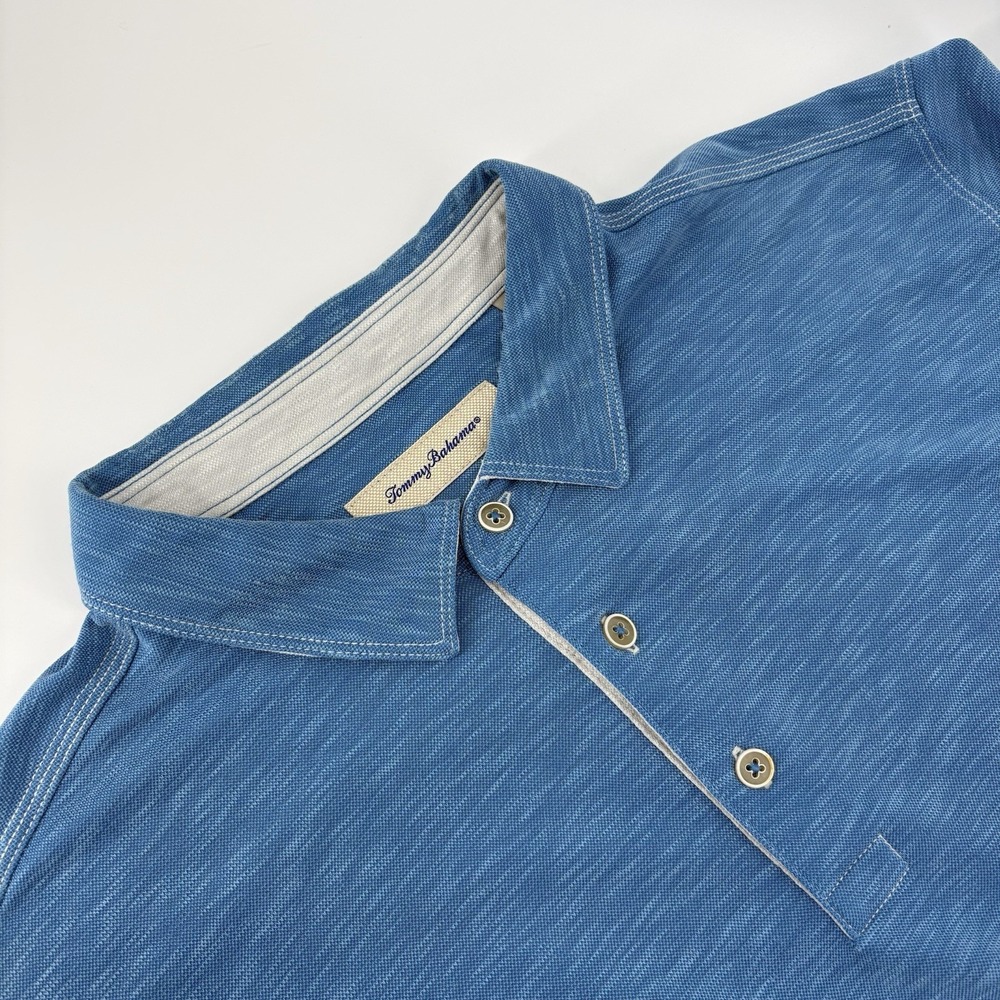 Men's Tommy Bahama Island Zone Polo Golf Shirt Medium XL - Blue - Modal Poly
